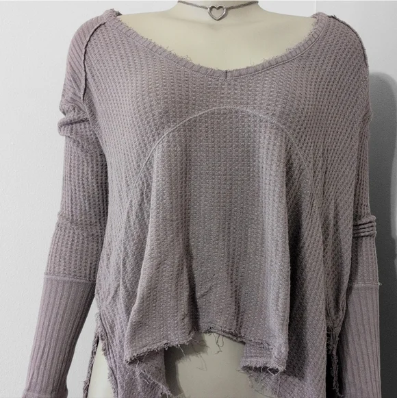 Free People Distressed Long Sleeve Top - Picture 2 of 6